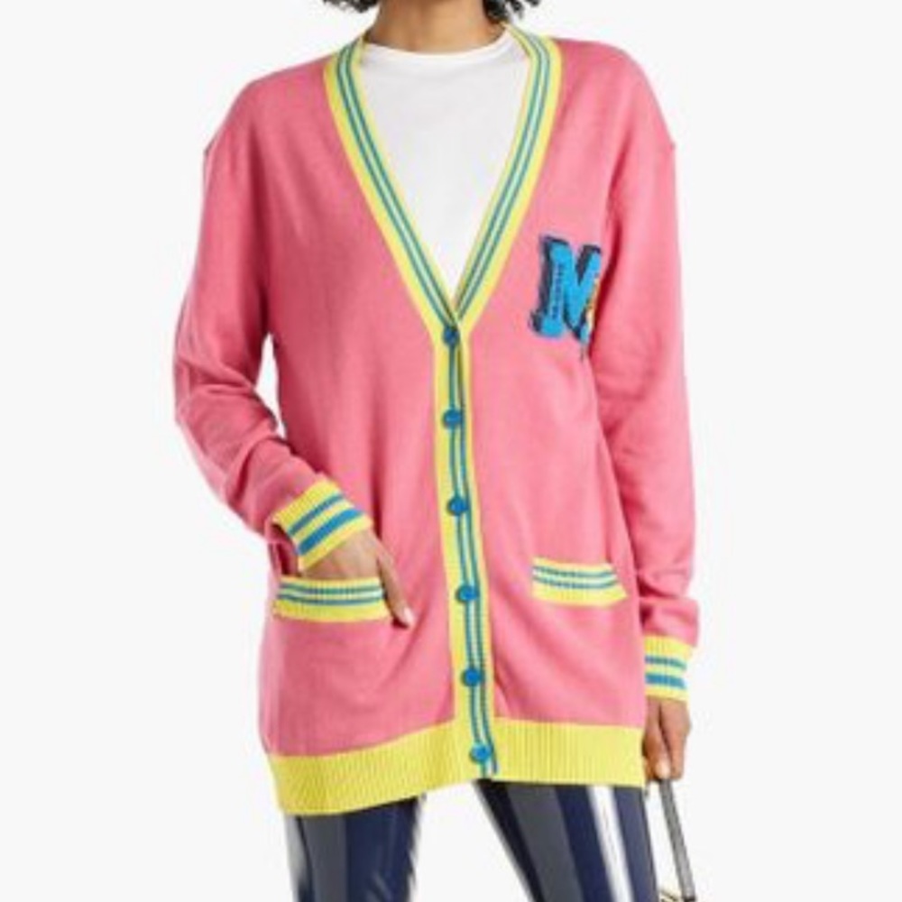 Moschino
Women's Pink Appliquéd Cashmere And Cotton-blend Cardigan